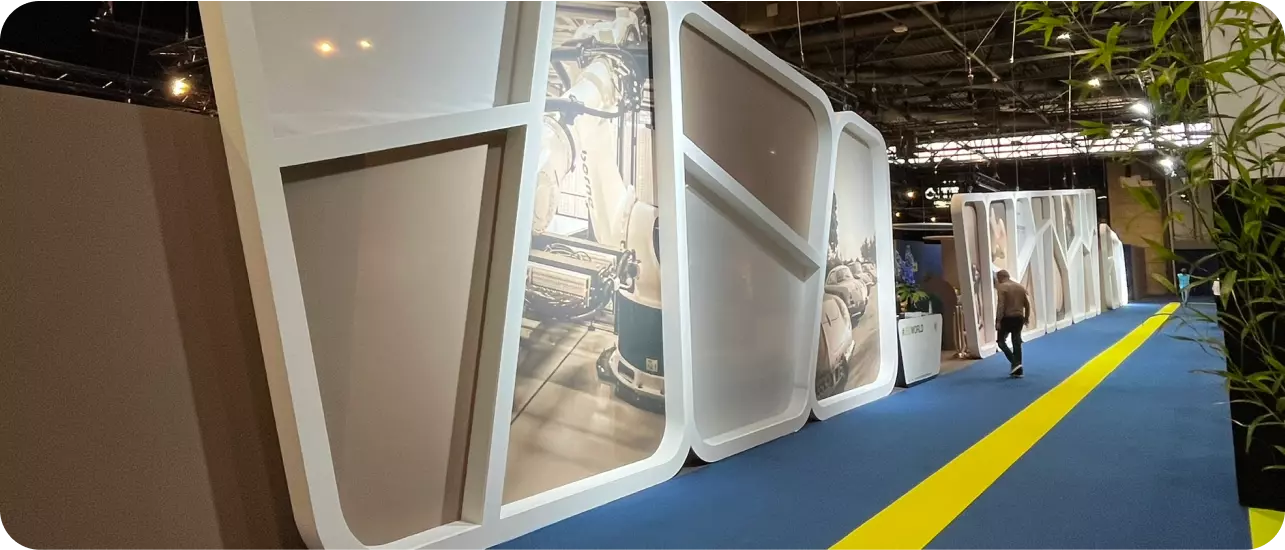 Conception en atelier, stand design Cap Linea